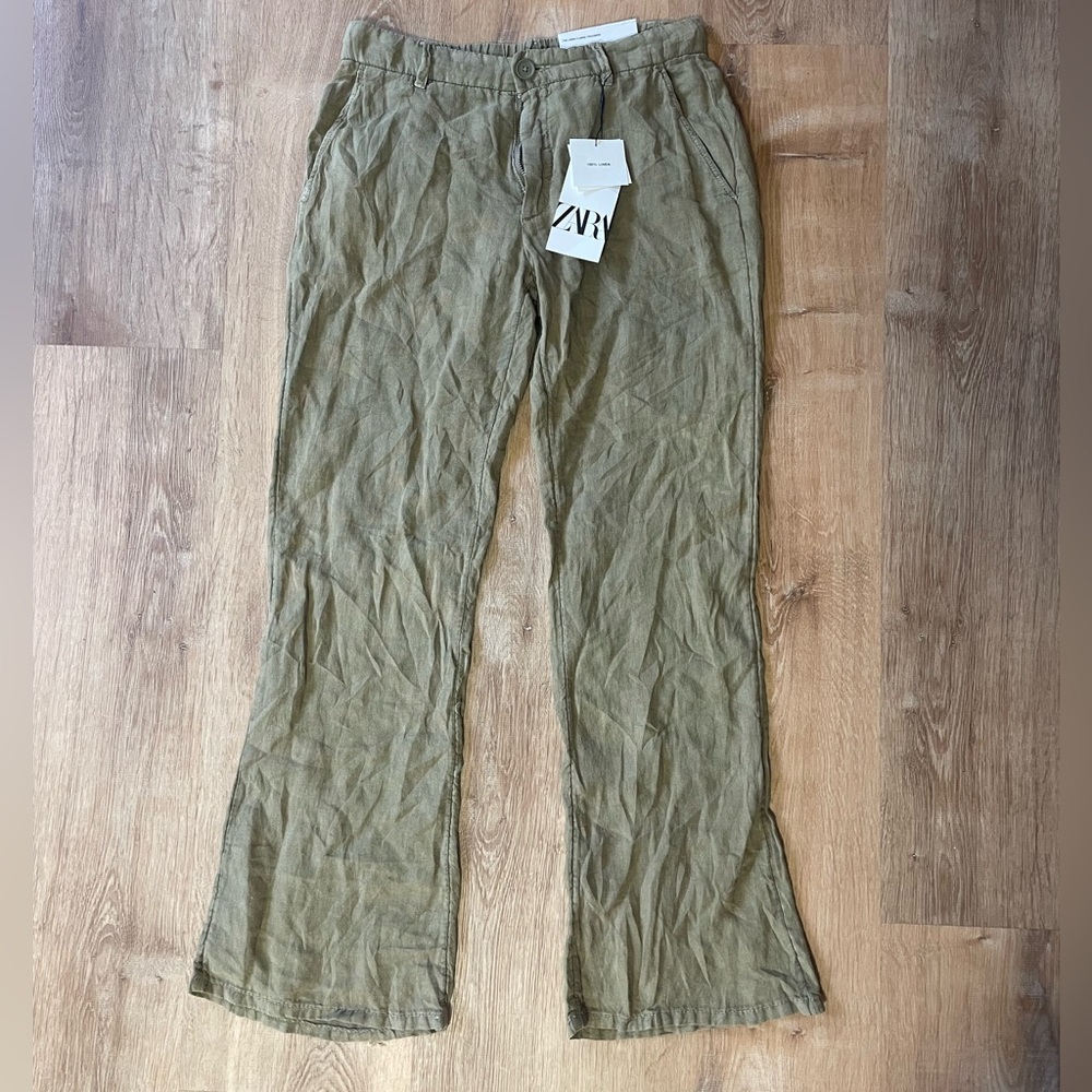 NWT Zara The Linen Flared Trousers